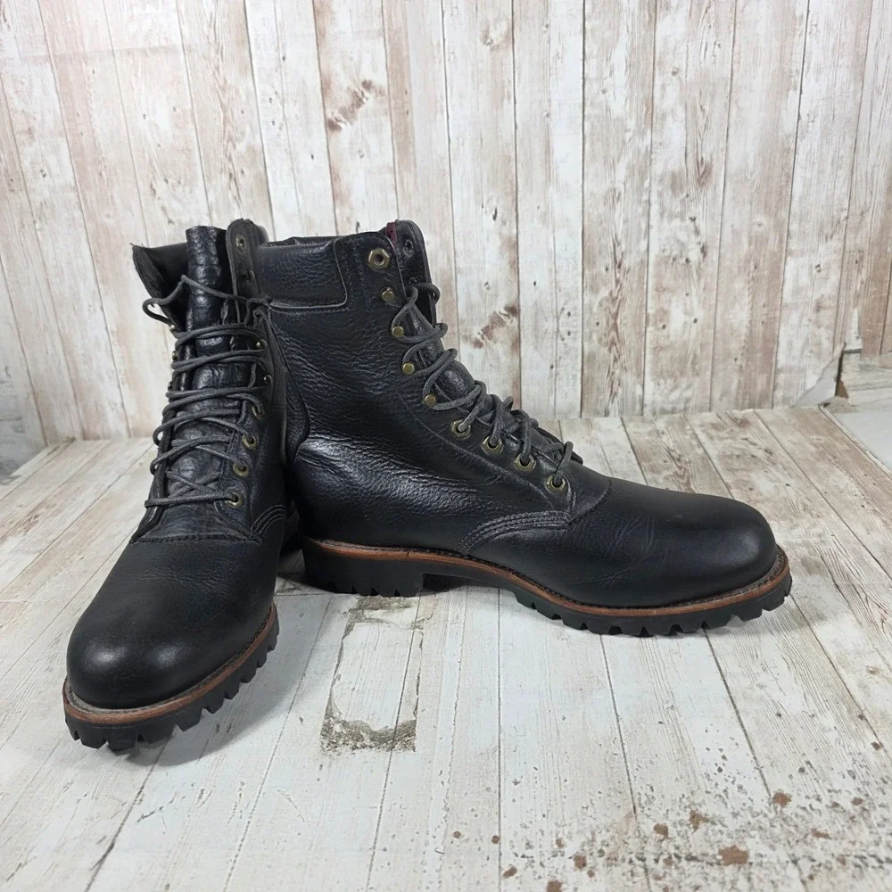 Chippewa Super Logger Boots Mens Black Leather Vibram Lug Sole USA Made 10.5 EEE